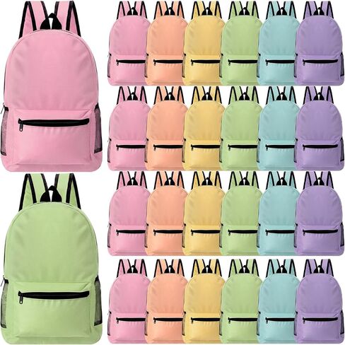 Harloon 24 Pcs 17 inch Backpacks Bulk Lightweight Large Capacity Backpack Travel Hiking Outdoor for Men Women (Pastel Rainbow) in Kuwait