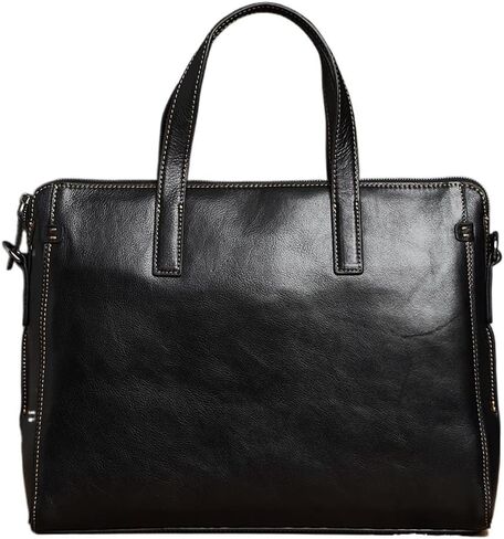 Briefcase Men Shoulder Handmade Genuine Leather Bag Black Laptop Business Bags Handbags Casual in Saudi Arabia