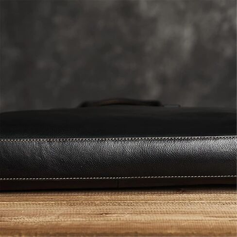 Briefcase Men Shoulder Handmade Genuine Leather Bag Black Laptop Business Bags Handbags Casual in Saudi Arabia