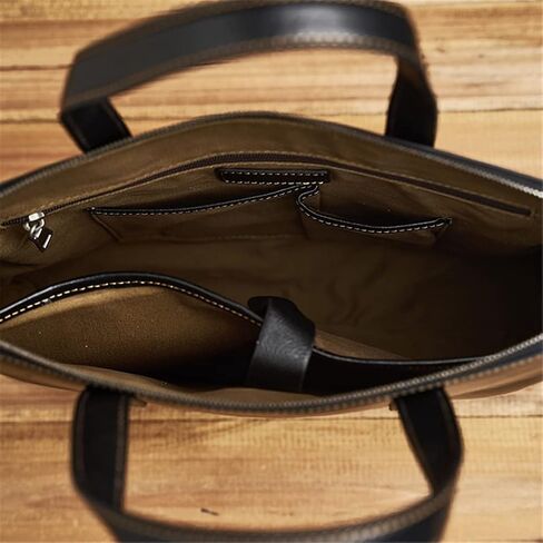 Briefcase Men Shoulder Handmade Genuine Leather Bag Black Laptop Business Bags Handbags Casual in Saudi Arabia