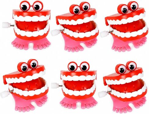 The Dreidel Company 2-Pack Wind Up Teeth Chomping & Chattering Teeth with Googly Eyes Toys for Kids Birthday Party Favors, Novelty and Gag Gifts, 1.75" Inches (2-Pack) in Kuwait