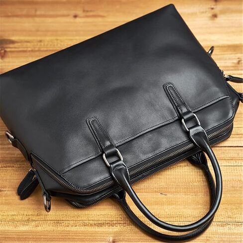 Genuine Leather Business Men Briefcase Casual Tote Bag Men's Shoulder Bag 15 Inch Laptop Bag in Saudi Arabia