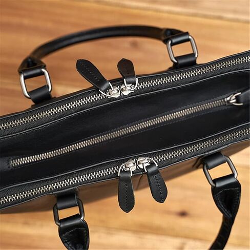 Genuine Leather Business Men Briefcase Casual Tote Bag Men's Shoulder Bag 15 Inch Laptop Bag in Saudi Arabia
