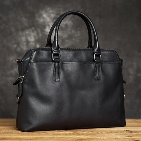 Genuine Leather Business Men Briefcase Casual Tote Bag Men's Shoulder Bag 15 Inch Laptop Bag in Saudi Arabia