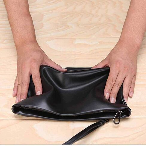 Black Handbag，Mens Clutch Wallet Leather Handbag for Daily or Travel Use,Envelope Bag in Saudi Arabia