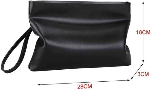 Black Handbag，Mens Clutch Wallet Leather Handbag for Daily or Travel Use,Envelope Bag in Saudi Arabia