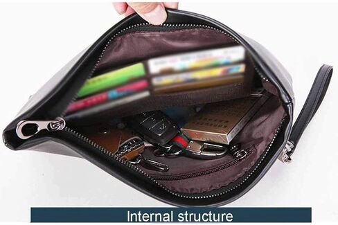 Black Handbag，Mens Clutch Wallet Leather Handbag for Daily or Travel Use,Envelope Bag in Saudi Arabia