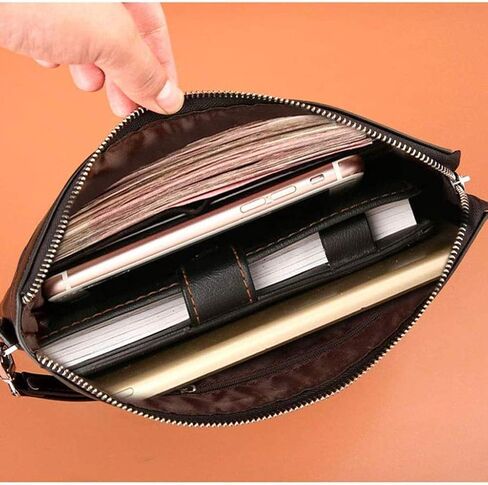 Black Tote Bag，Men’s Clutch Bag Handbags Leather Wallets Business Organizer Purse Size 27x17 X 4cm in Saudi Arabia