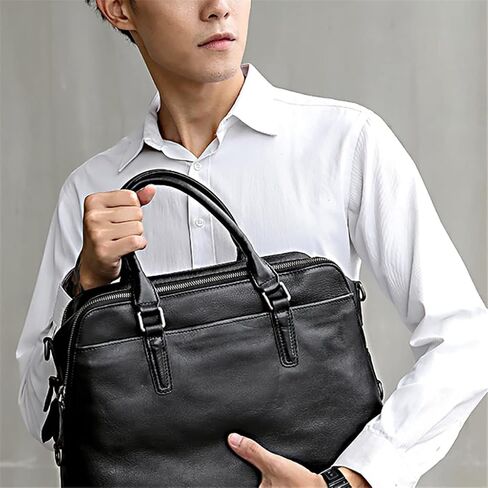 Leather Men's Casual Portable Briefcase Leather Shoulder Messenger Bag Business Computer in Kuwait
