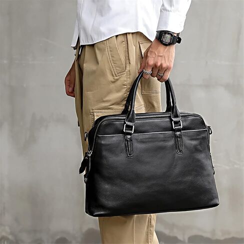 Leather Men's Casual Portable Briefcase Leather Shoulder Messenger Bag Business Computer in Saudi Arabia