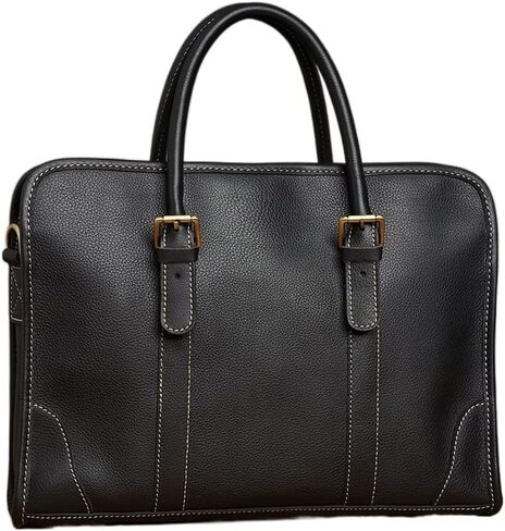 Business Briefcase Men Shoulder Handmade Genuine Leather Bag Black Laptop Business Bags Handbags Casual in Saudi Arabia