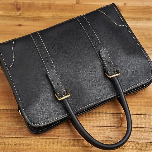 Business Briefcase Men Shoulder Handmade Genuine Leather Bag Black Laptop Business Bags Handbags Casual in Saudi Arabia