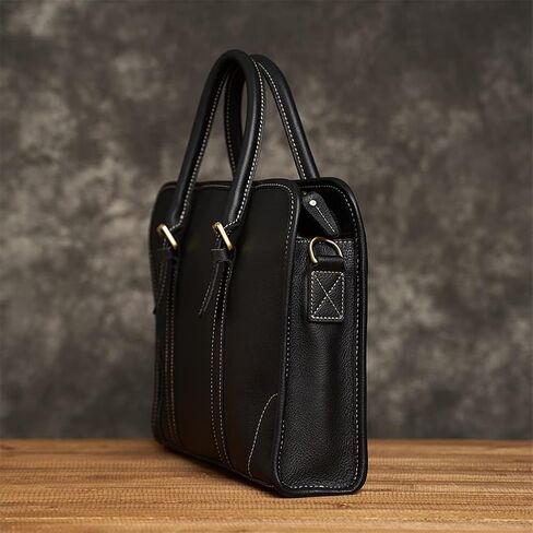 Business Briefcase Men Shoulder Handmade Genuine Leather Bag Black Laptop Business Bags Handbags Casual in Saudi Arabia