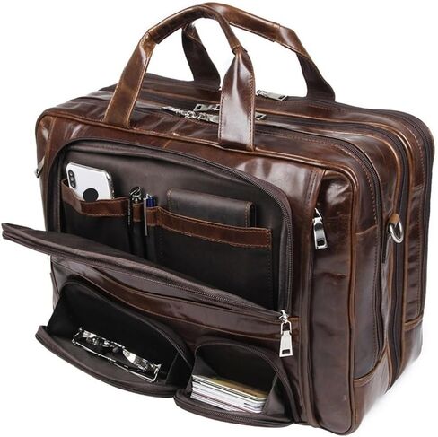 Men Handbag Men's Genuine Leather Shoulder Bag Male Large Capacity Travel Bag Multi-Functional Real Leather Briefcase in Saudi Arabia