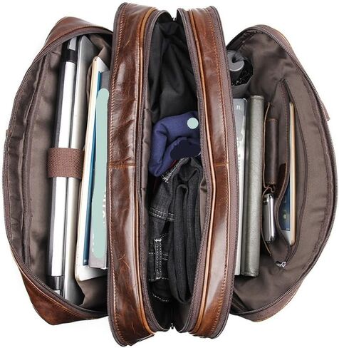 Men Handbag Men's Genuine Leather Shoulder Bag Male Large Capacity Travel Bag Multi-Functional Real Leather Briefcase in Saudi Arabia