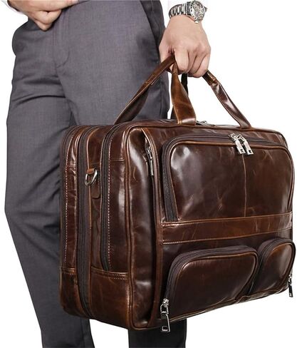 Men Handbag Men's Genuine Leather Shoulder Bag Male Large Capacity Travel Bag Multi-Functional Real Leather Briefcase in Saudi Arabia