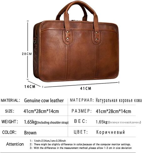 Briefcase Men Vintage Man Handbag Travel Bag Shoulder Handmade Genuine Leather Brown Laptop Businessv in Saudi Arabia