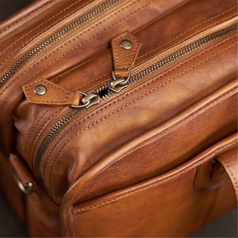 Briefcase Men Vintage Man Handbag Travel Bag Shoulder Handmade Genuine Leather Brown Laptop Businessv in Saudi Arabia