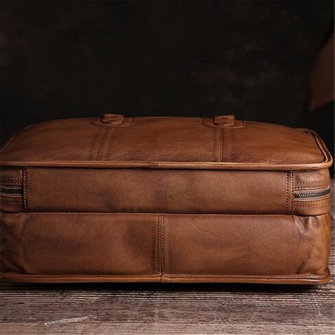 Briefcase Men Vintage Man Handbag Travel Bag Shoulder Handmade Genuine Leather Brown Laptop Businessv in Saudi Arabia