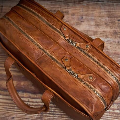 Briefcase Men Vintage Man Handbag Travel Bag Shoulder Handmade Genuine Leather Brown Laptop Businessv in Saudi Arabia