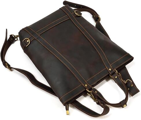 Male and Female Tote Backpack Backpack Large Capacity Carrying Vintage Leather Backpack Cowhide Briefcase in Saudi Arabia