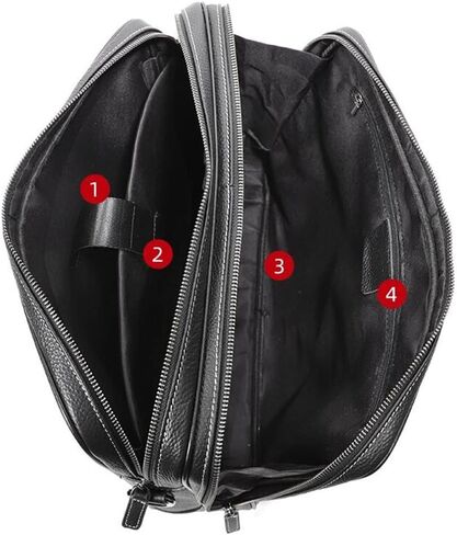 Men Zipper Genuine Leather Handbag Male Business Travel Laptop Shoulder Bag Men's Office Briefcase for A4 Paper in Saudi Arabia