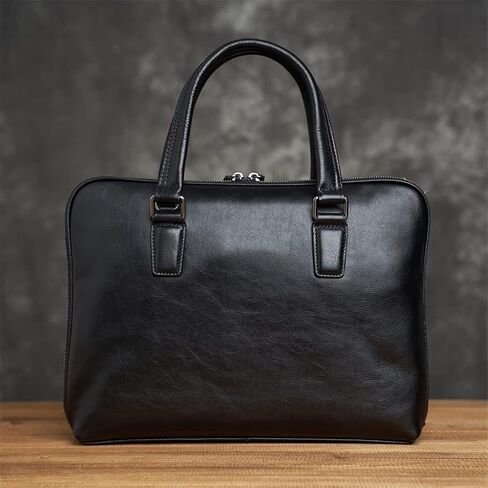 Leather Vintage Man Handbag Briefcase Men Shoulder Bags Coffe Business 14 Inch Laptop Bag in Saudi Arabia
