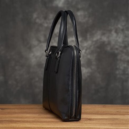 Leather Vintage Man Handbag Briefcase Men Shoulder Bags Coffe Business 14 Inch Laptop Bag in Saudi Arabia