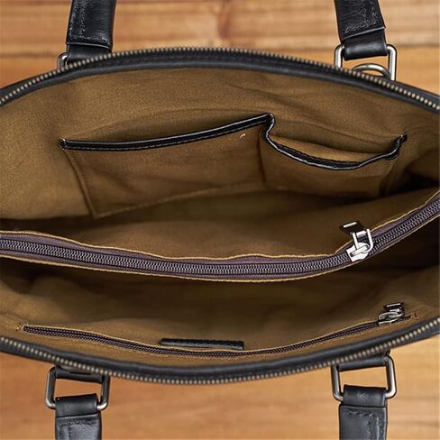 Leather Vintage Man Handbag Briefcase Men Shoulder Bags Coffe Business 14 Inch Laptop Bag in Saudi Arabia