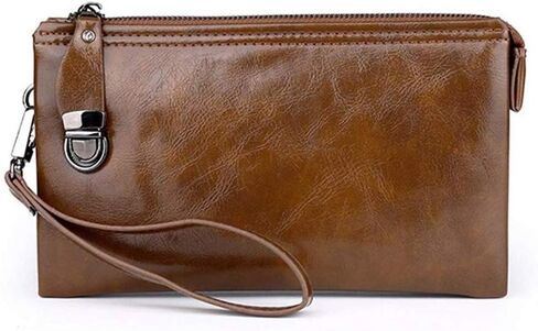 Brown Men's Handbag，Clutch Bag Organizer Purse Casual Business Phone Bag Size 23 X 14 X 3 Cm in Saudi Arabia