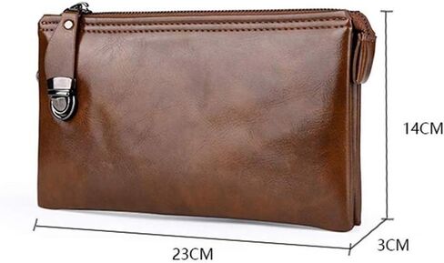 Brown Men's Handbag，Clutch Bag Organizer Purse Casual Business Phone Bag Size 23 X 14 X 3 Cm in Saudi Arabia