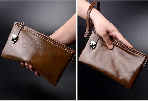 Brown Men's Handbag，Clutch Bag Organizer Purse Casual Business Phone Bag Size 23 X 14 X 3 Cm in Saudi Arabia