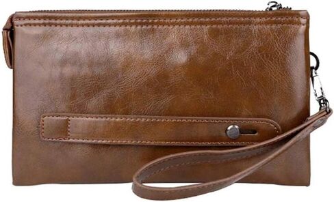 Brown Men's Handbag，Clutch Bag Organizer Purse Casual Business Phone Bag Size 23 X 14 X 3 Cm in Saudi Arabia