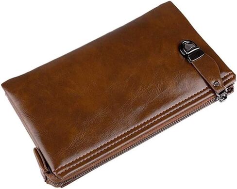 Brown Men's Handbag，Clutch Bag Organizer Purse Casual Business Phone Bag Size 23 X 14 X 3 Cm in Saudi Arabia