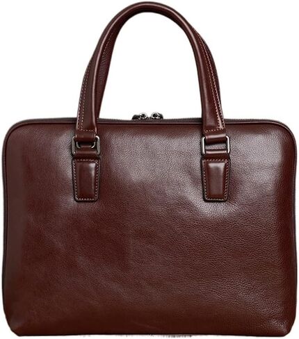 Leather Vintage Man Handbag Briefcase Men Shoulder Bags Coffe Business 14 Inch Laptop Bag in Saudi Arabia