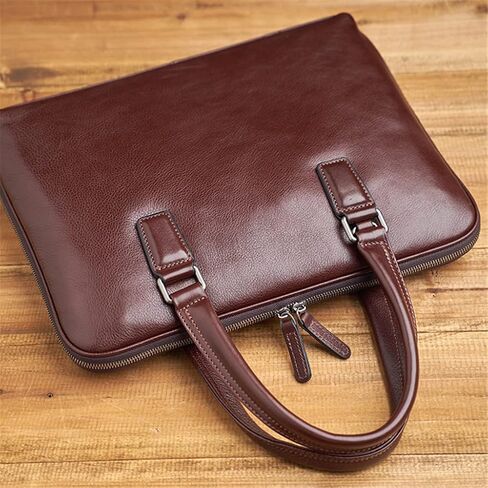 Leather Vintage Man Handbag Briefcase Men Shoulder Bags Coffe Business 14 Inch Laptop Bag in Saudi Arabia