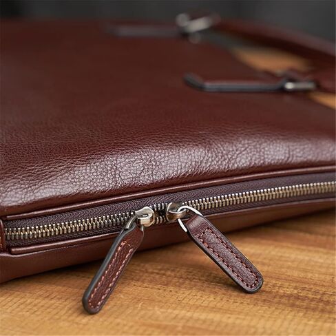 Leather Vintage Man Handbag Briefcase Men Shoulder Bags Coffe Business 14 Inch Laptop Bag in Saudi Arabia