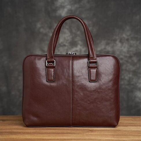 Leather Vintage Man Handbag Briefcase Men Shoulder Bags Coffe Business 14 Inch Laptop Bag in Saudi Arabia