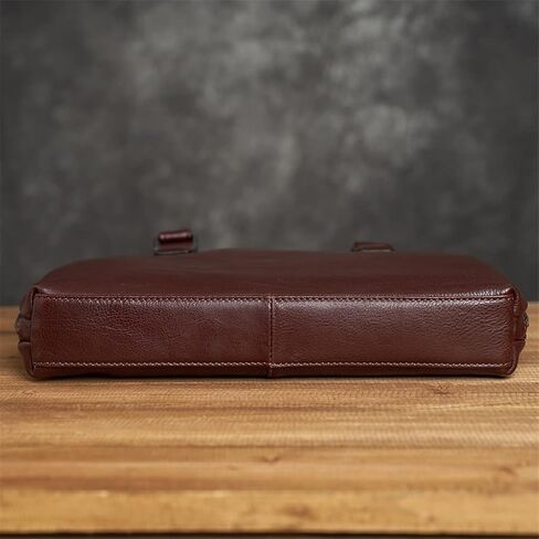 Leather Vintage Man Handbag Briefcase Men Shoulder Bags Coffe Business 14 Inch Laptop Bag in Saudi Arabia