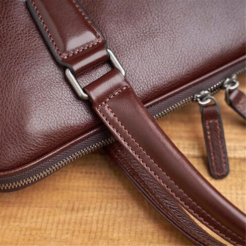 Leather Vintage Man Handbag Briefcase Men Shoulder Bags Coffe Business 14 Inch Laptop Bag in Saudi Arabia