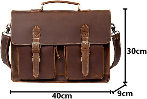 Leather Vintage Man Handbag Briefcase Men Shoulder Bags Brown Business 15.6 Inch Laptop Bag in Saudi Arabia