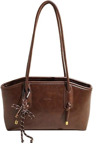 Vintage Shoulder Bag for Women Fall Hobo Handbag Brown Purse Faux Leather Shoulder Purse with Zipper in Saudi Arabia