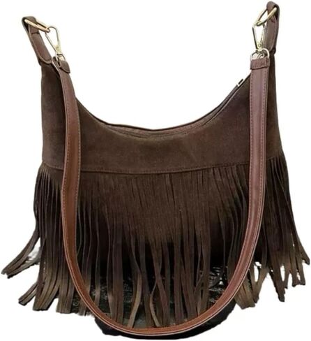 Fashion Women Fringe Hobo Bag Western Purse Shoulder Bag Vegan Suede Tassel Hippie Crossbody Bag in Saudi Arabia