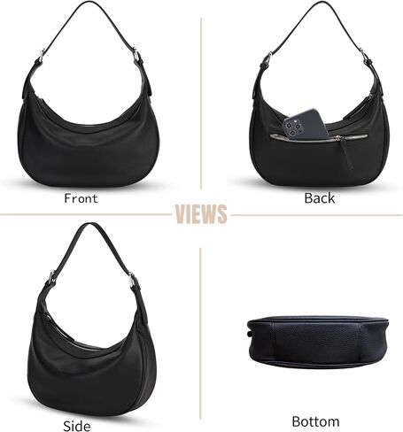 Genuine Leather Hobo Crossbody Bag for Women, Crescent Shoulder Purse with Two Adjustable Straps in Saudi Arabia