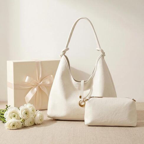 Hobo Bag for Women, 2 in 1 Tote Bag Set with Detachable Pouch, Soft Slouchy Shoulder Crossbody Purse in Saudi Arabia