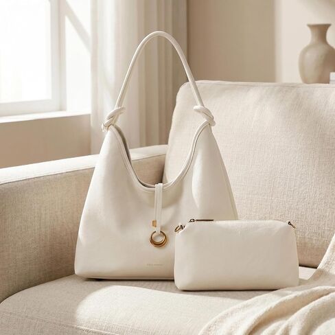 Hobo Bag for Women, 2 in 1 Tote Bag Set with Detachable Pouch, Soft Slouchy Shoulder Crossbody Purse in Saudi Arabia
