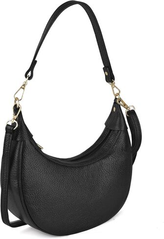 Italian Genuine Leather Crescent Hobo Bag for Women, Small Shoulder Crossbody Purse, Handbag with 2 Straps for Work Travel | 43" Adjustable Strap in Kuwait