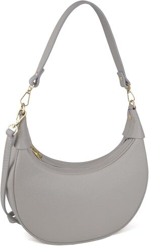 Italian Genuine Leather Crescent Hobo Bag for Women, Small Shoulder Crossbody Purse, Handbag with 2 Straps for Work Travel | 43" Adjustable Strap in Kuwait