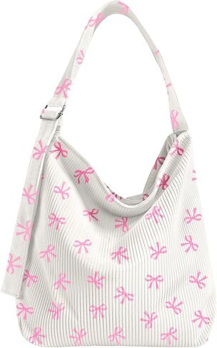 Corduroy Hobo Bag for Women - Large Shoulder Tote Bag with Zipper Cute Handbags Big Capacity Travel Work Bag in Kuwait