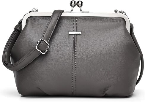 Slouchy PU Leather Kiss Lock Crossbody Bags Women Kiss Clasp Purse Cross Body Shoulder Bag Hobo Wallet Handbags Tote Purses in Saudi Arabia